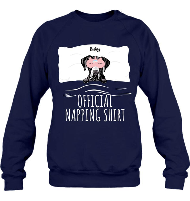 Personalized Dog Official Napping Shirt/Pullover Hoodie - Up to 3 Dogs - Gift Idea For Dog Lover
