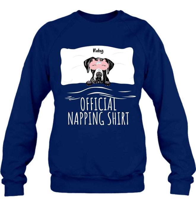 Personalized Dog Official Napping Shirt/Pullover Hoodie - Up to 3 Dogs - Gift Idea For Dog Lover
