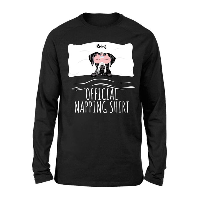 Personalized Dog Official Napping Shirt/Pullover Hoodie - Up to 3 Dogs - Gift Idea For Dog Lover