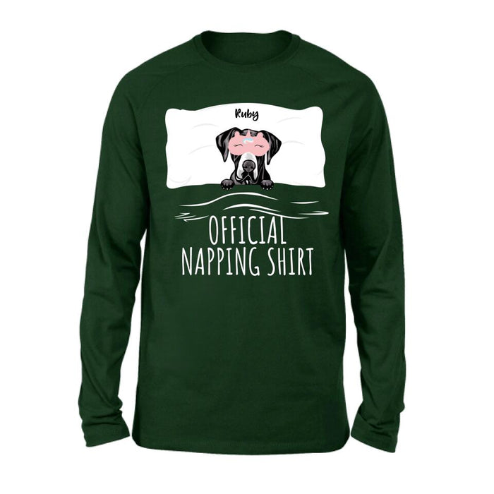 Personalized Dog Official Napping Shirt/Pullover Hoodie - Up to 3 Dogs - Gift Idea For Dog Lover