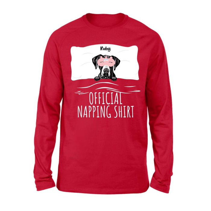 Personalized Dog Official Napping Shirt/Pullover Hoodie - Up to 3 Dogs - Gift Idea For Dog Lover