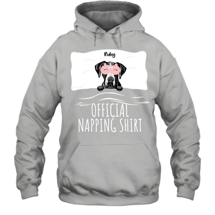 Personalized Dog Official Napping Shirt/Pullover Hoodie - Up to 3 Dogs - Gift Idea For Dog Lover