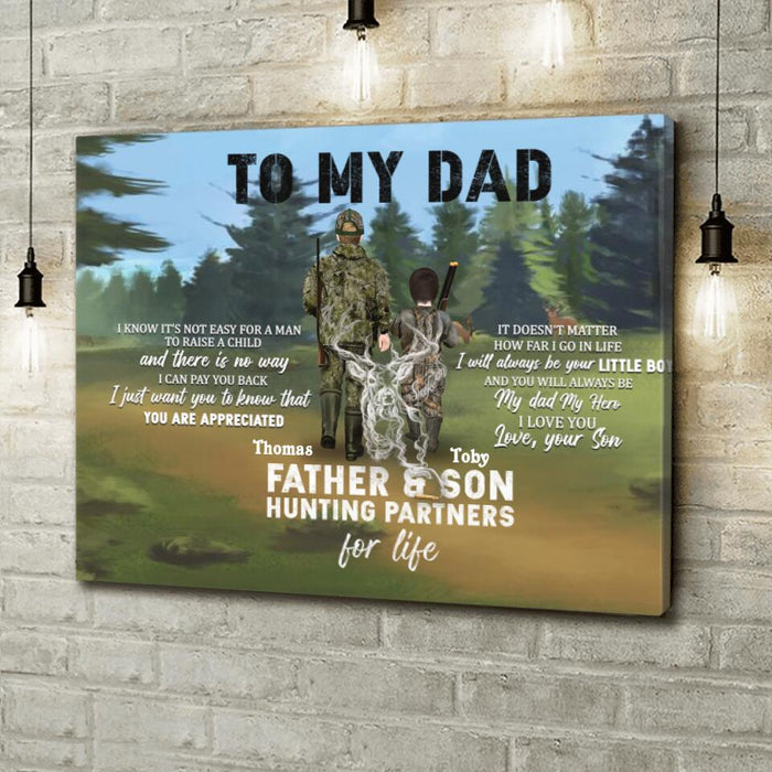 Personalized Hunting Canvas - Gift Idea For Father's Day - Father And Son Hunting Partners For Life