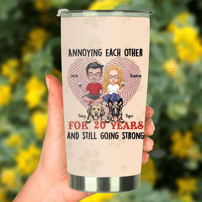 Personalized Couple Tumbler - Gift Idea for Couple/Dog Lovers with up to 2 Dogs - Annoying Each For 20 Years and Still Going Strong