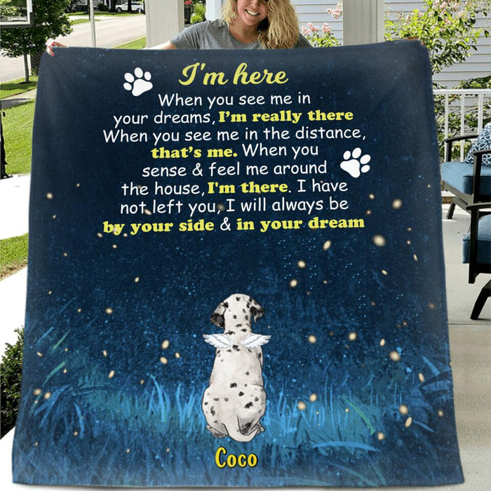 Personalized Memorial Dog Quilt/Fleece Blanket - Gift Idea For Dog Lover - I'm Here