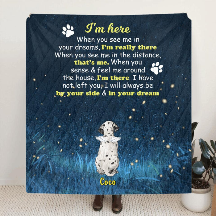 Personalized Memorial Dog Quilt/Fleece Blanket - Gift Idea For Dog Lover - I'm Here