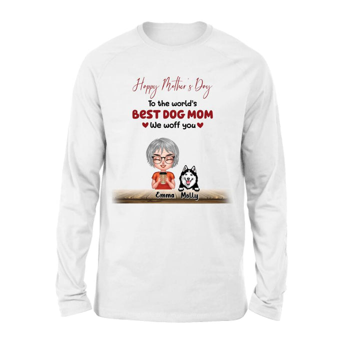 Personalized Dog Mom/Dog Dad Shirt/Pullover Hoodie - Man/Woman With Up to 6 Dogs - Mother's Day/ Father's Day Gift Idea For Dog Lover