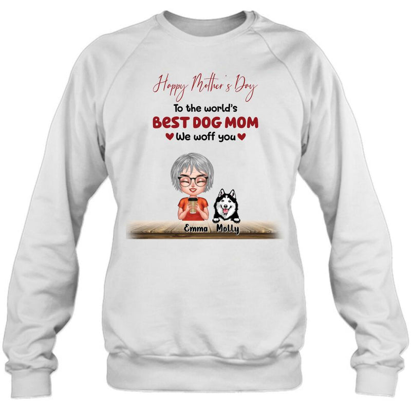 Personalized Dog Mom/Dog Dad Shirt/Pullover Hoodie - Man/Woman With Up to 6 Dogs - Mother's Day/ Father's Day Gift Idea For Dog Lover