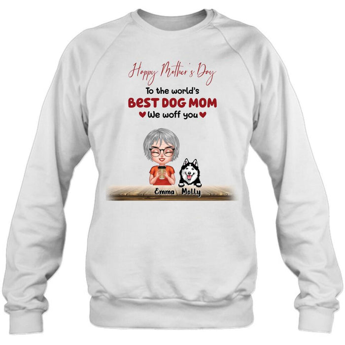 Personalized Dog Mom/Dog Dad Shirt/Pullover Hoodie - Man/Woman With Up to 6 Dogs - Mother's Day/ Father's Day Gift Idea For Dog Lover