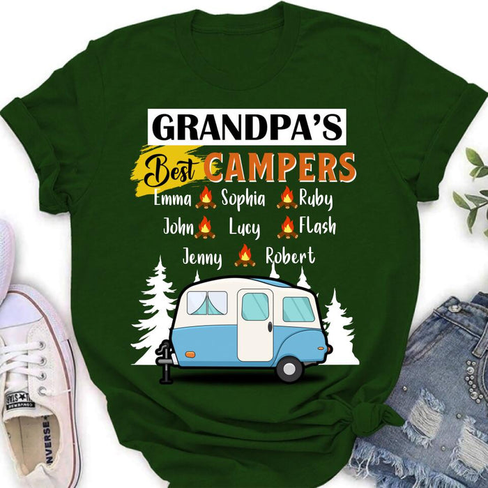 Personalized Grandpa's Best Campers Shirt/Pullover Hoodie - Up to 8 Kids - Gift Idea For Grandpa/Camping Lover