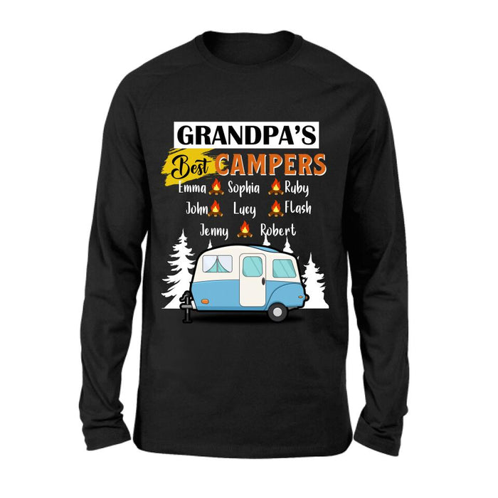 Personalized Grandpa's Best Campers Shirt/Pullover Hoodie - Up to 8 Kids - Gift Idea For Grandpa/Camping Lover