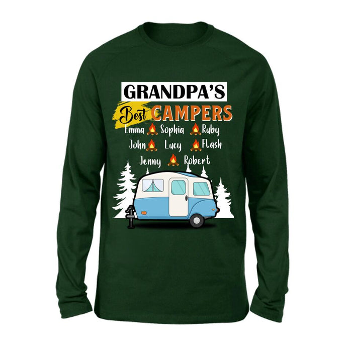 Personalized Grandpa's Best Campers Shirt/Pullover Hoodie - Up to 8 Kids - Gift Idea For Grandpa/Camping Lover