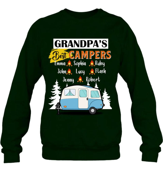Personalized Grandpa's Best Campers Shirt/Pullover Hoodie - Up to 8 Kids - Gift Idea For Grandpa/Camping Lover