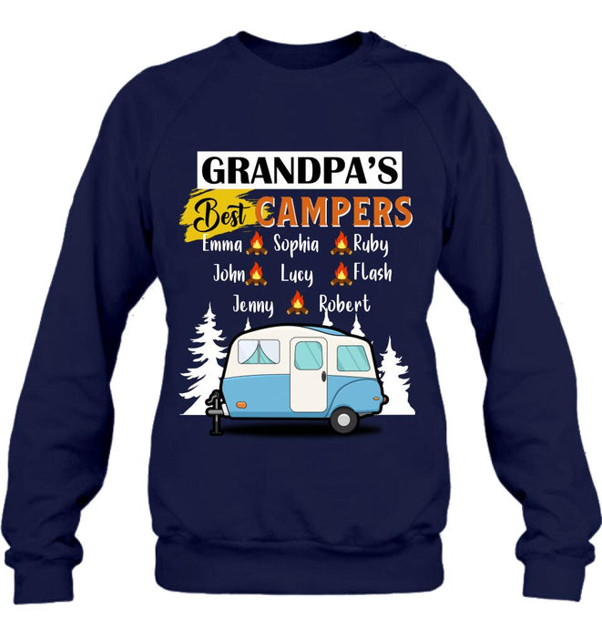 Personalized Grandpa's Best Campers Shirt/Pullover Hoodie - Up to 8 Kids - Gift Idea For Grandpa/Camping Lover