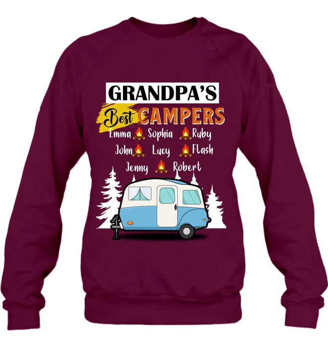 Personalized Grandpa's Best Campers Shirt/Pullover Hoodie - Up to 8 Kids - Gift Idea For Grandpa/Camping Lover