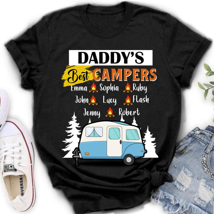 Personalized Daddy's Best Campers Shirt/Pullover Hoodie - Up to 8 Kids - Gift Idea For Father's Day/Camping Lover