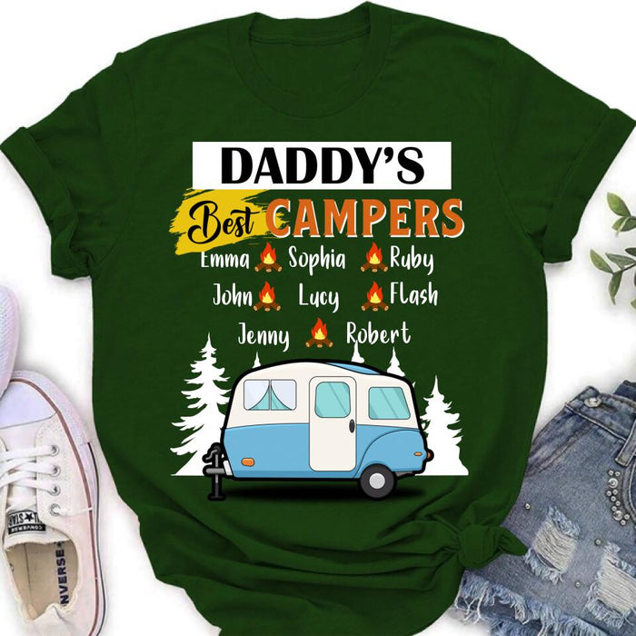 Personalized Daddy's Best Campers Shirt/Pullover Hoodie - Up to 8 Kids - Gift Idea For Father's Day/Camping Lover