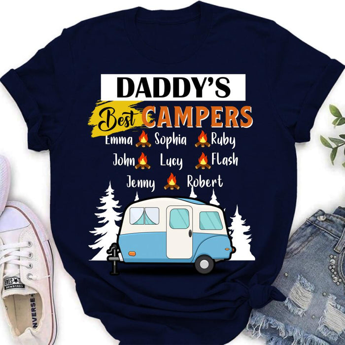 Personalized Daddy's Best Campers Shirt/Pullover Hoodie - Up to 8 Kids - Gift Idea For Father's Day/Camping Lover