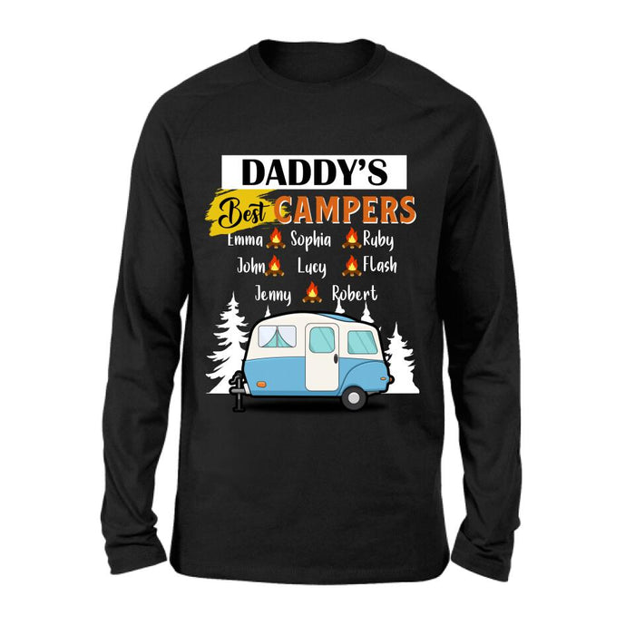 Personalized Daddy's Best Campers Shirt/Pullover Hoodie - Up to 8 Kids - Gift Idea For Father's Day/Camping Lover
