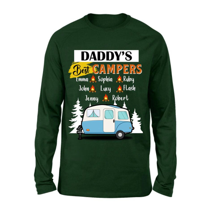 Personalized Daddy's Best Campers Shirt/Pullover Hoodie - Up to 8 Kids - Gift Idea For Father's Day/Camping Lover
