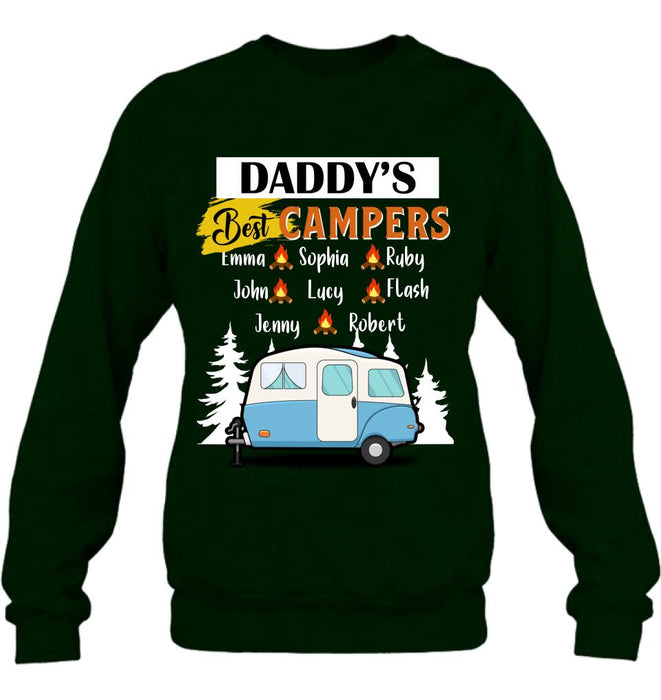 Personalized Daddy's Best Campers Shirt/Pullover Hoodie - Up to 8 Kids - Gift Idea For Father's Day/Camping Lover