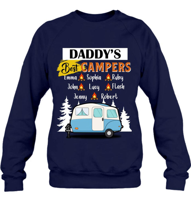 Personalized Daddy's Best Campers Shirt/Pullover Hoodie - Up to 8 Kids - Gift Idea For Father's Day/Camping Lover