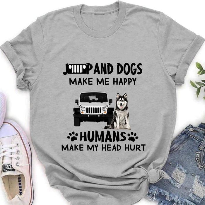 Personalized Off-road And Dogs Make Me Happy Shirt/Pullover Hoodie - Gift Idea For Off-road/Dog Lover