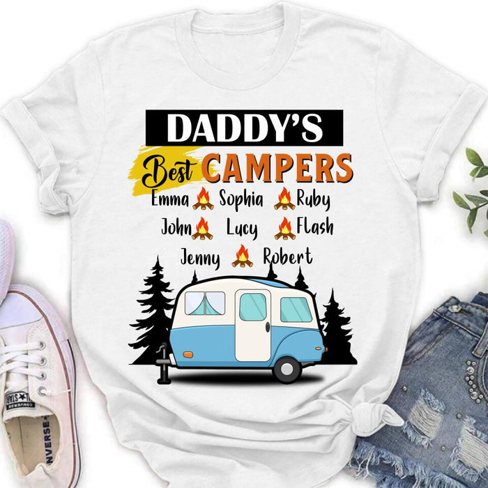 Personalized Daddy's Best Campers Shirt/Pullover Hoodie - Up to 8 Kids - Gift Idea For Father's Day/Camping Lover