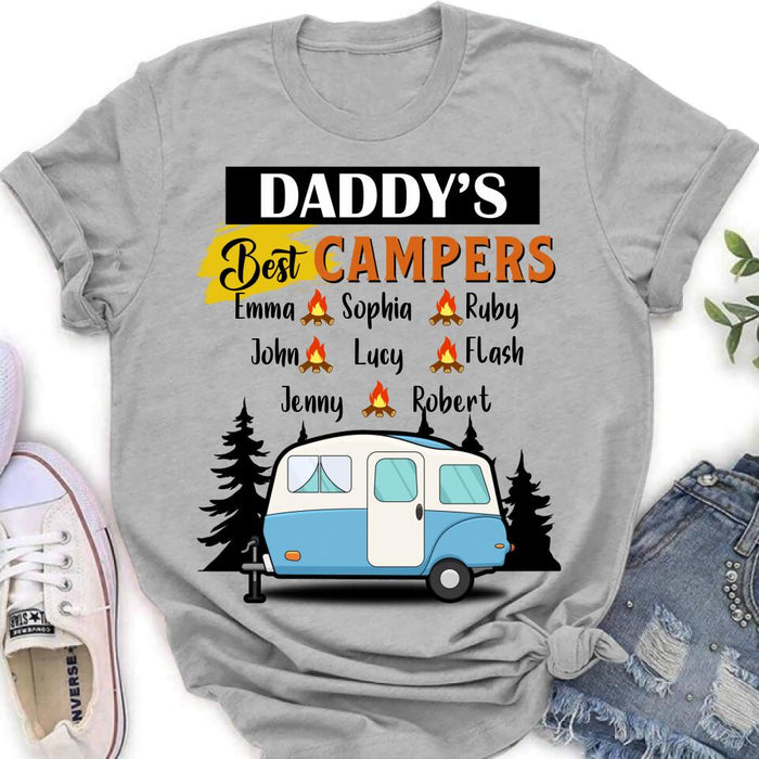 Personalized Daddy's Best Campers Shirt/Pullover Hoodie - Up to 8 Kids - Gift Idea For Father's Day/Camping Lover
