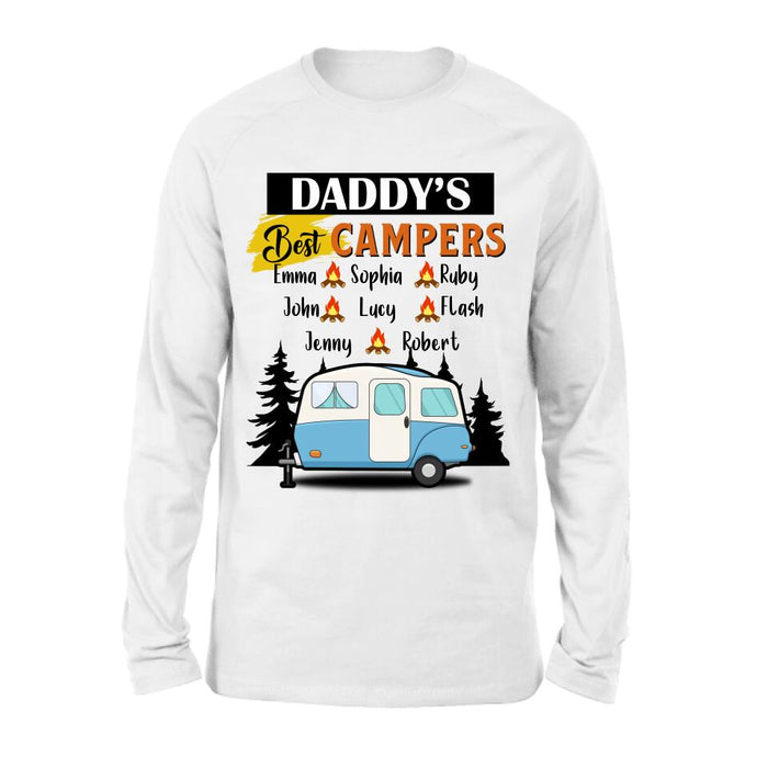 Personalized Daddy's Best Campers Shirt/Pullover Hoodie - Up to 8 Kids - Gift Idea For Father's Day/Camping Lover