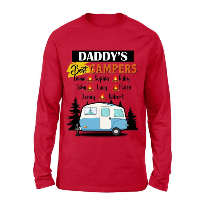 Personalized Daddy's Best Campers Shirt/Pullover Hoodie - Up to 8 Kids - Gift Idea For Father's Day/Camping Lover