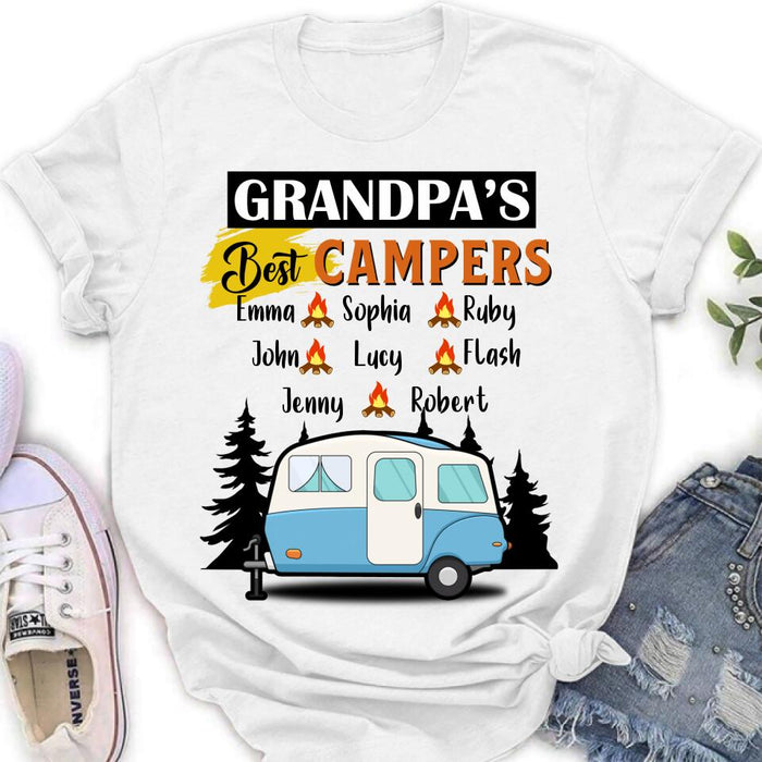 Personalized Grandpa's Best Campers Shirt/Pullover Hoodie - Up to 8 Kids - Gift Idea For Grandpa/Camping Lover