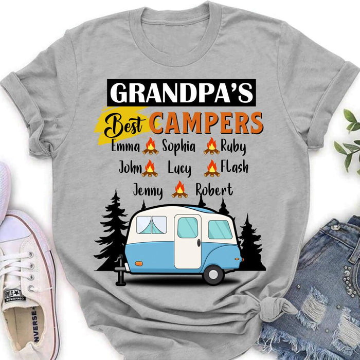 Personalized Grandpa's Best Campers Shirt/Pullover Hoodie - Up to 8 Kids - Gift Idea For Grandpa/Camping Lover