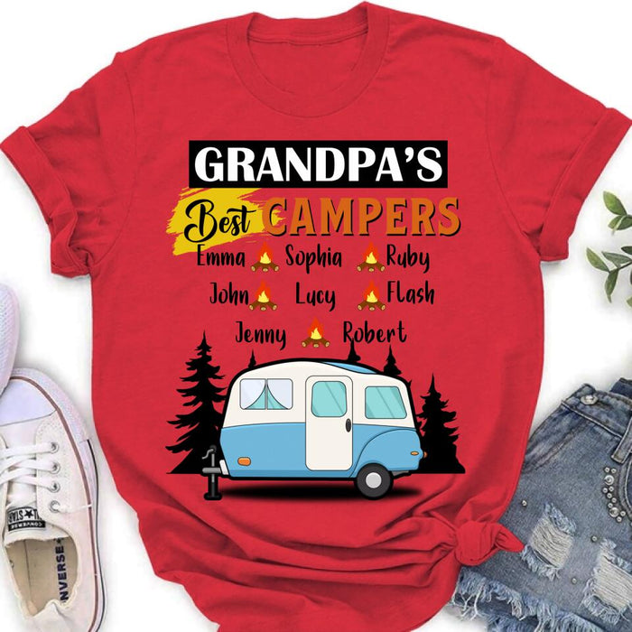 Personalized Grandpa's Best Campers Shirt/Pullover Hoodie - Up to 8 Kids - Gift Idea For Grandpa/Camping Lover