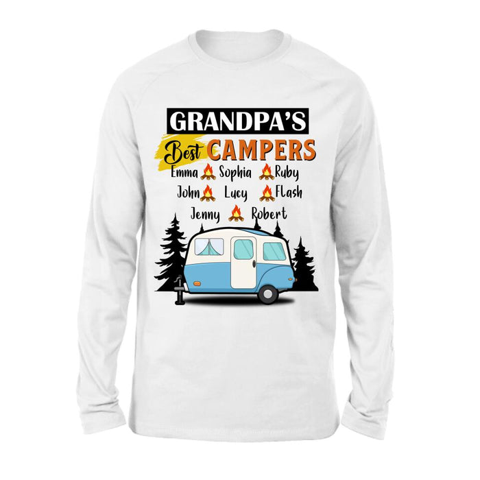 Personalized Grandpa's Best Campers Shirt/Pullover Hoodie - Up to 8 Kids - Gift Idea For Grandpa/Camping Lover