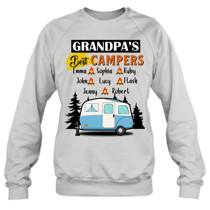 Personalized Grandpa's Best Campers Shirt/Pullover Hoodie - Up to 8 Kids - Gift Idea For Grandpa/Camping Lover