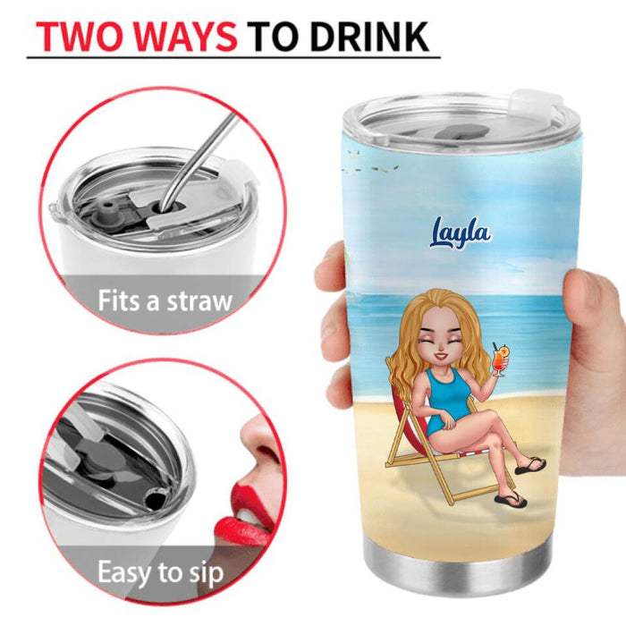Personalized Beach Tumbler - Up to 5 People - Gift Idea For Friends - Just A Girl Who Loves Beaches