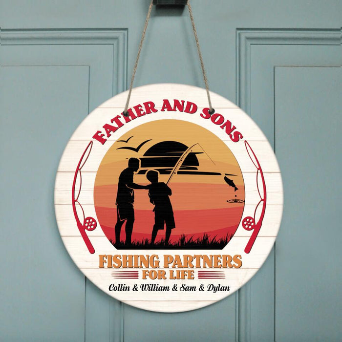 Personalized Fishing Door Sign - Gift Idea For Father's Day - Fishing Partners For Life