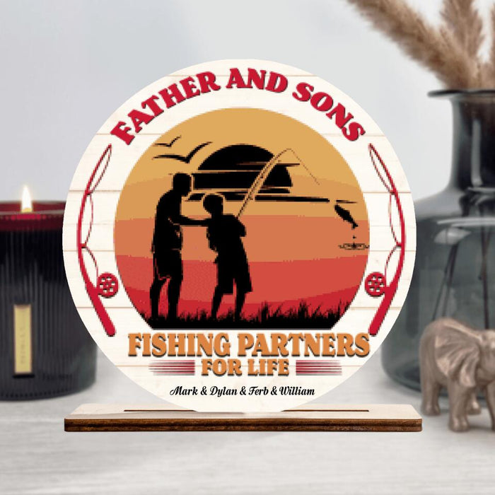 Personalized Fishing Wooden Plaque - Gift Idea For Father's Day - Fishing Partners For Life