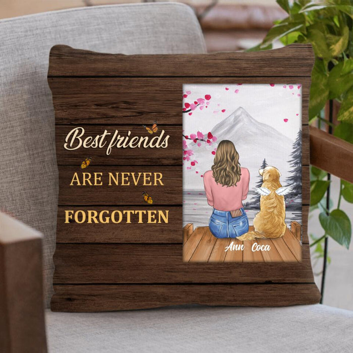 Personalized Pet Memorial Pillow Cover - Adult/Couple With Up to 4 Pets - Memorial Gift Idea For Dog/Cat Lover - Best Friends Are Never Forgotten