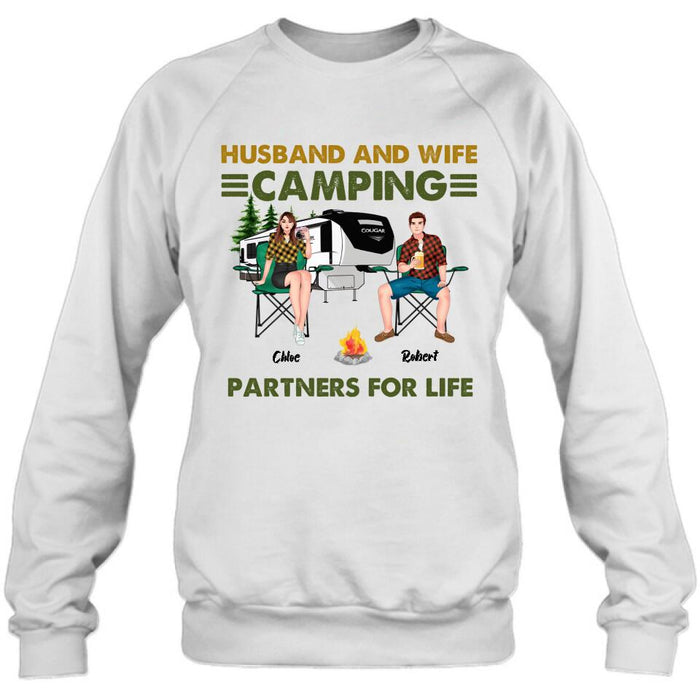 Personalized Camping Shirt - Up to 6 People - Gift Idea For Camping Lover - Husband And Wife Camping Partners For Life