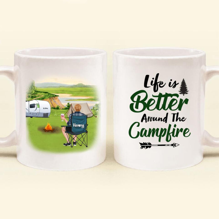 Personalized Camping Mug - Up to 5 Pets - Gift Idea For Mom/Dad - Life Is Better Around The Campfire