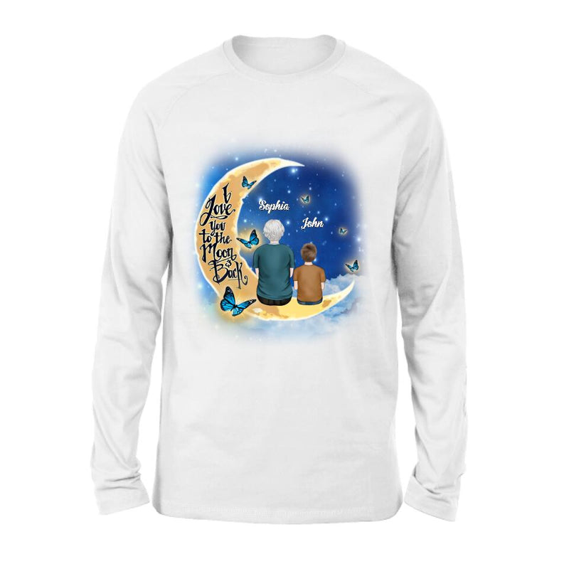Personalized Grandma Shirt/Pullover Hoodie - Grandma With Up to 4 Kids - I Love You To The Moon & Back