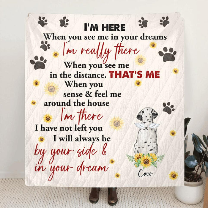 Personalized Memorial Dog Quilt/Fleece Blanket - Gift Idea For Dog Lover - I'm Here