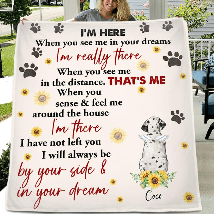 Personalized Memorial Dog Quilt/Fleece Blanket - Gift Idea For Dog Lover - I'm Here