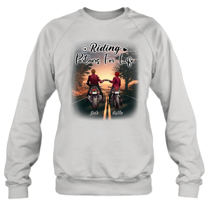 Custom Personalized Motorcycle Couple Shirt - Gift Idea For Couple - Riding Partners For Life