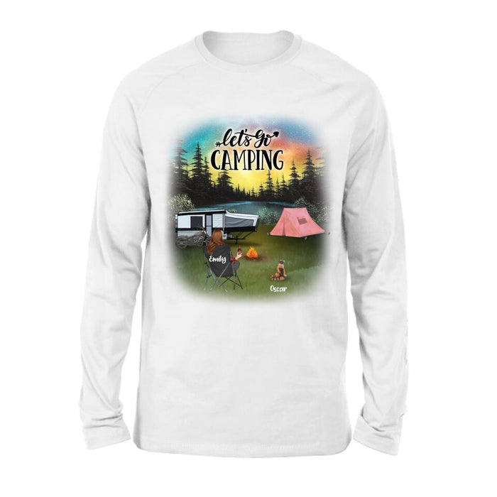 Personalized Night Camping Shirt/Pullover Hoodie - Solo/Couple/Parents With Up to 5 Kids And 4 Pets - Gift For Camping Lover - Let's Go Camping