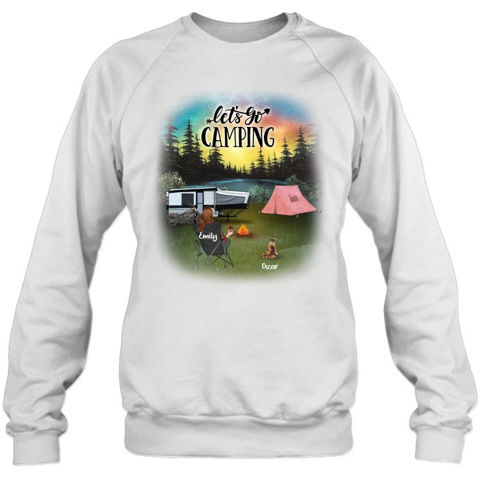 Personalized Night Camping Shirt/Pullover Hoodie - Solo/Couple/Parents With Up to 5 Kids And 4 Pets - Gift For Camping Lover - Let's Go Camping