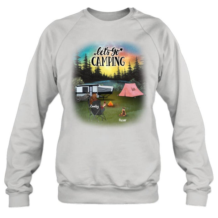 Personalized Night Camping Shirt/Pullover Hoodie - Solo/Couple/Parents With Up to 5 Kids And 4 Pets - Gift For Camping Lover - Let's Go Camping