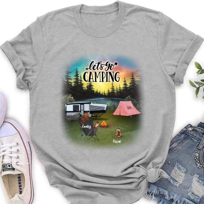Personalized Night Camping Shirt/Pullover Hoodie - Solo/Couple/Parents With Up to 5 Kids And 4 Pets - Gift For Camping Lover - Let's Go Camping